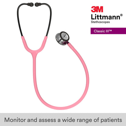3M™ Littmann® Classic III™ fonendoszkóp  5962,  gyöngyház rózsaszín cső, tükörcsiszolású hallgatófej, rózsaszín csőszár,  füstszínű fejhallgató, 69cm