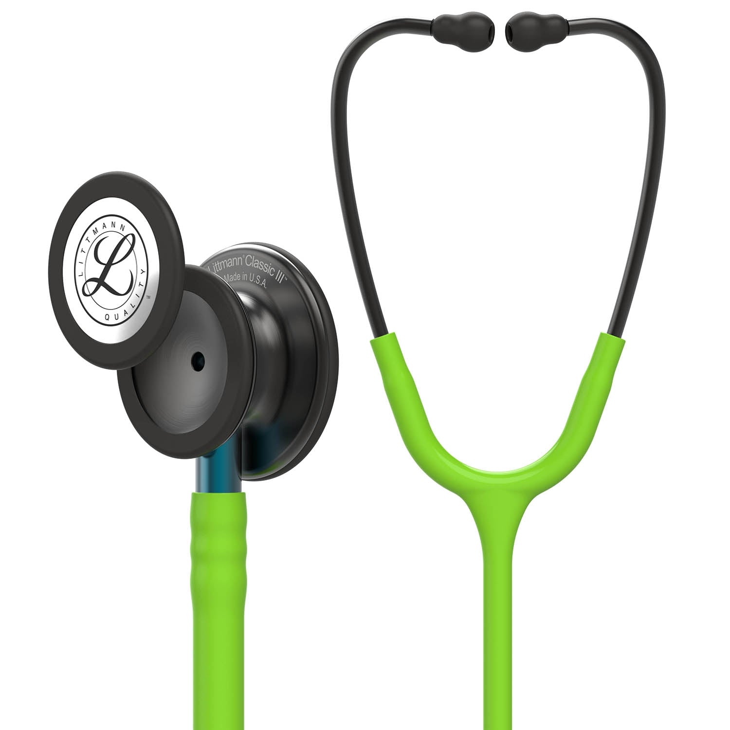 Littmann Classic III Monitoring Stethoscope: Smoke & Lime Green - Blue Stem 5875 - 