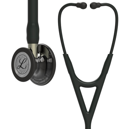 3M™ Littmann® Cardiology IV™ stetoskop, røgfarvet bryststykke i højglans, sort slange, champagnefarvet stamme, 69 cm, 6204
